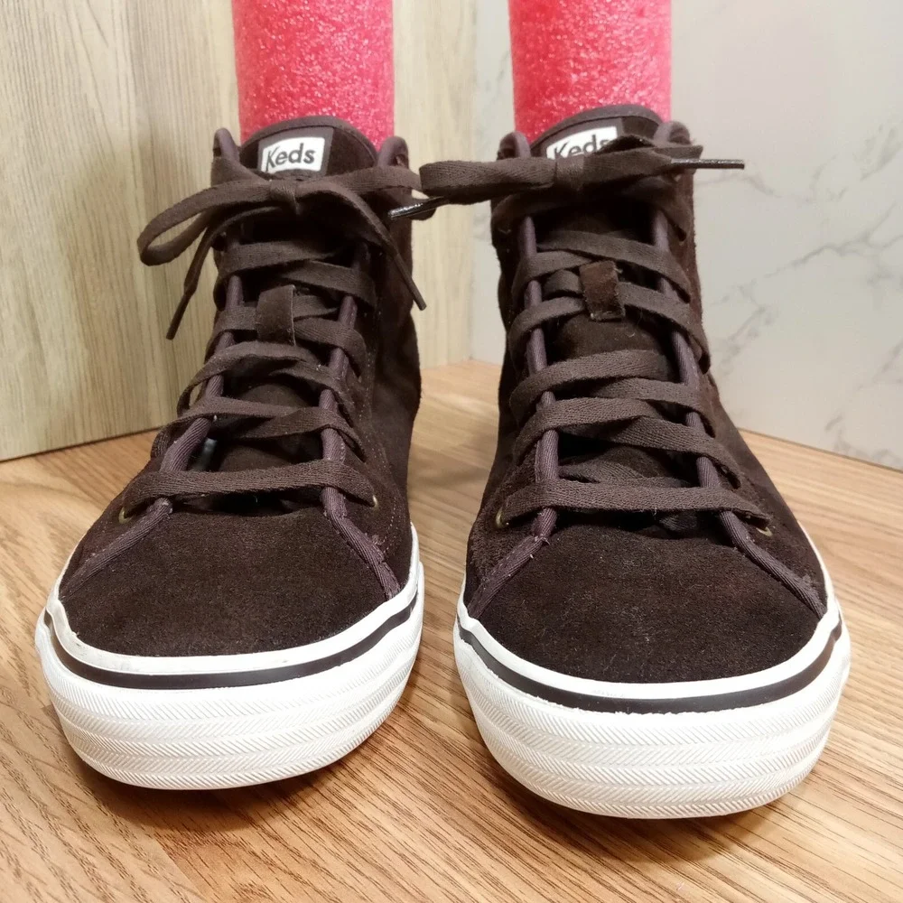 Keds Suede High Top Womens Sz 9 EU 40‎ Brown Lace Up Shoe Sneaker Faux Fur Lined
